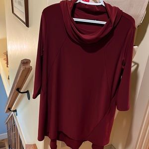 Sympli Cowl Neck Tunic in Pomegranate- Size 10 - like new